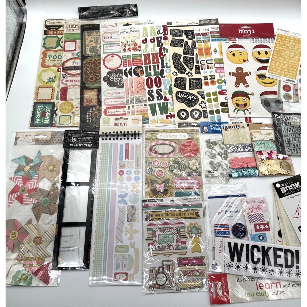 Huge Scrapbook Sticker Embellishment Lot Graphic 45 MME Swatch Book‎ New